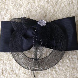 Vintage 80s tulle ribbon bow fascinator hair comb